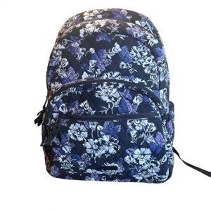 Vera Bradley Quilted Floral Backpack - Navy, Blue, White
